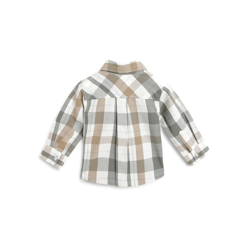 Boys Medium Natural Checkered Long Sleeve Shirt image number 1
